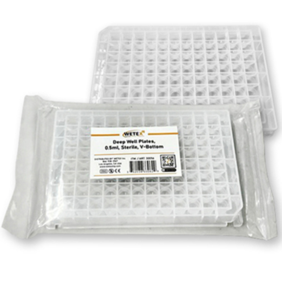 0.5 mL Deep Well Plates (Square Wells), V Bottom - QV Medical Supplies