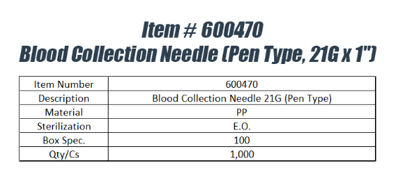 Blood Collection Needle Pen Type ( 21GX1") - QV Medical Supplies