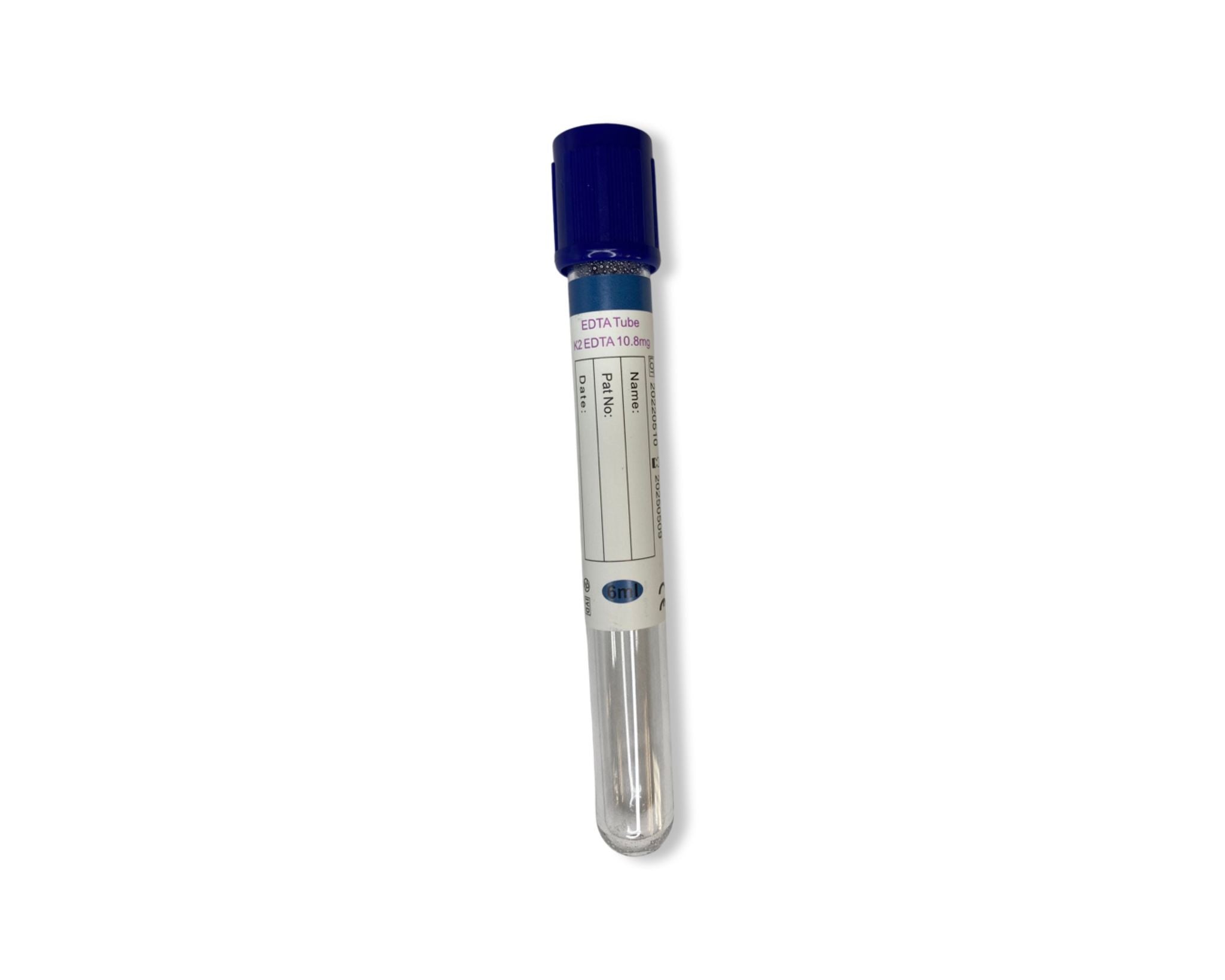 Royal Blue Top (EDTA 10.8mg)13x100mm, 6mL, PET - QV Medical Supplies