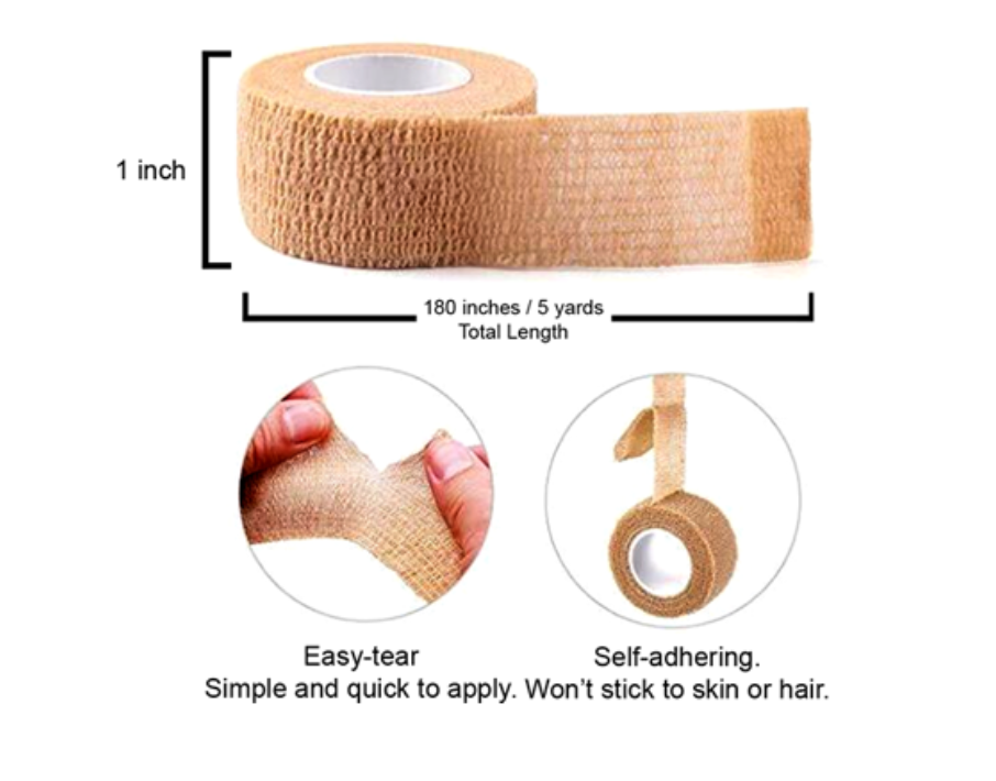 Self-Adhesive Brown Elastic Bandage (1 in x 5 yds) - Small (576pcs) - QV Medical Supplies